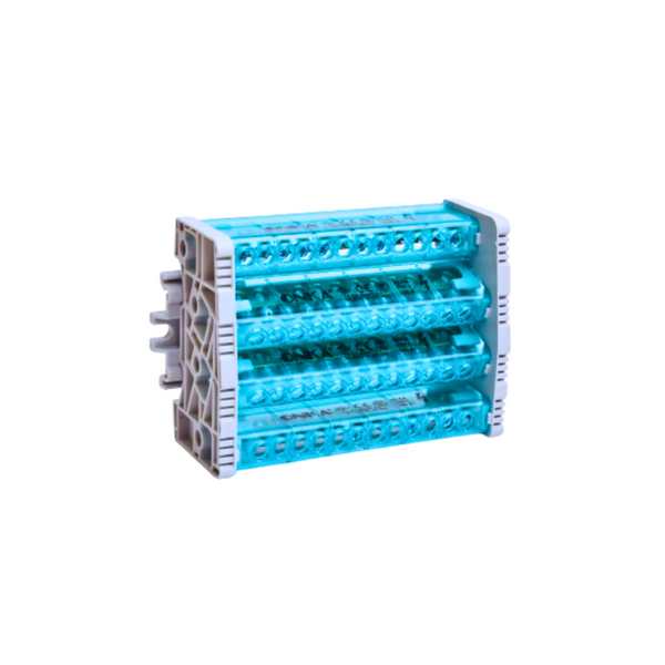 00130 BLOQUE DISTRIBUCION TETRAPOLAR DE 4L 12 DERIVACIONES 160 AMP