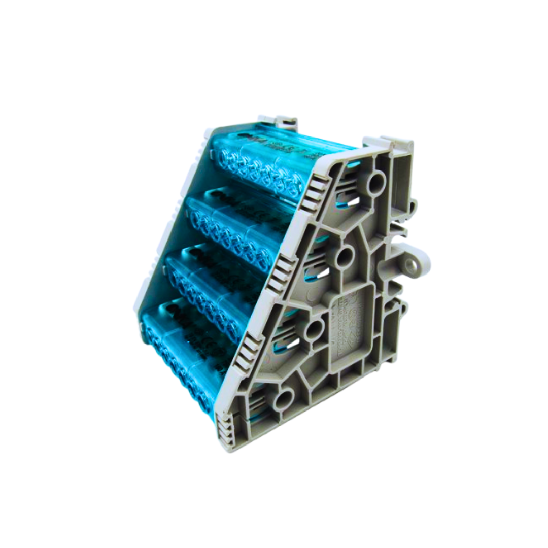 BLOQUE DISTRIBUCION TETRAPOLAR DE 4L 7 DERIVACIONES 160 AMP