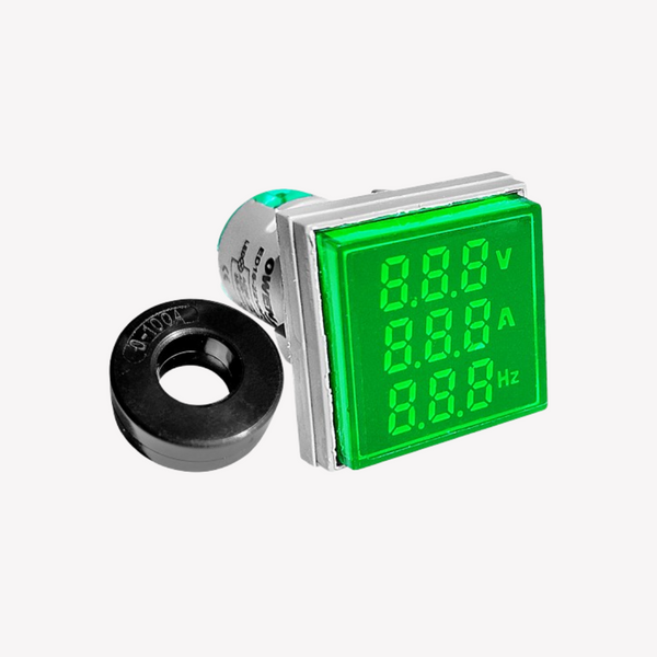 INDICADOR DE VOLTAJE, CORRIENTE, FRECUENCIA VERDE DE 22MM