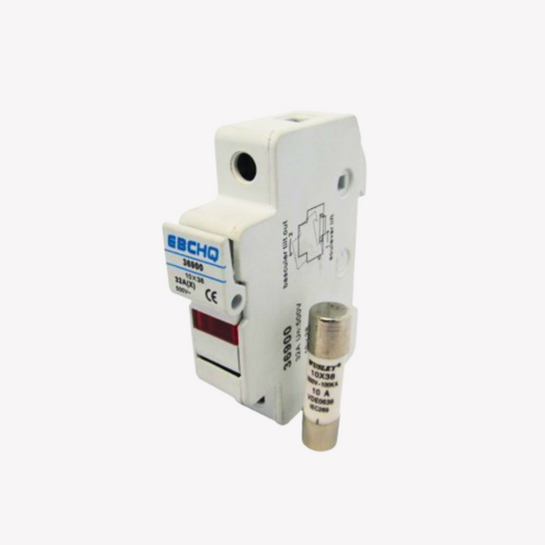 PORTA FUSIBLE RIEL 10X38mm 32A 600V