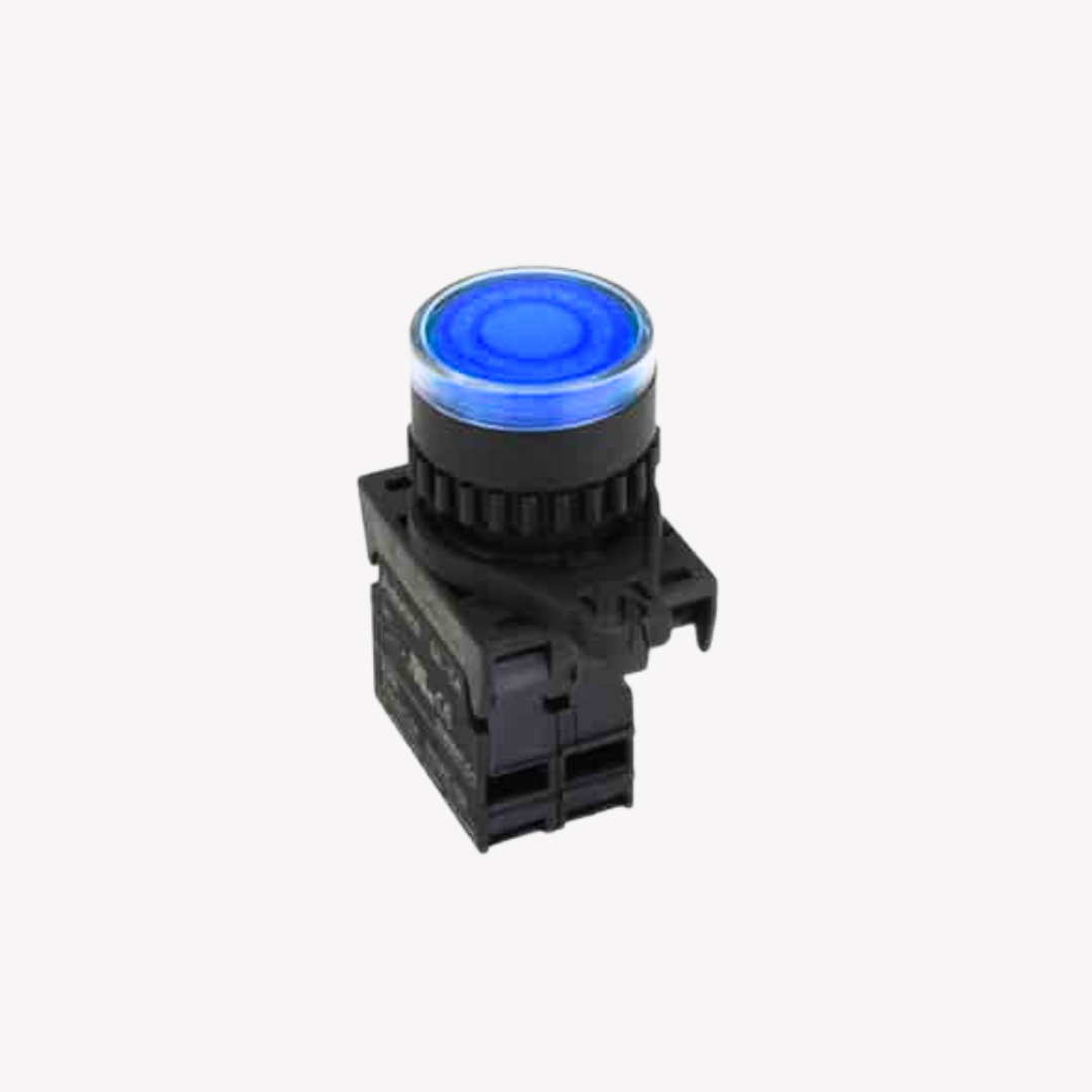 PULSADOR PLASTICO AZUL CON LED 110-220V 22MM AUTONICS