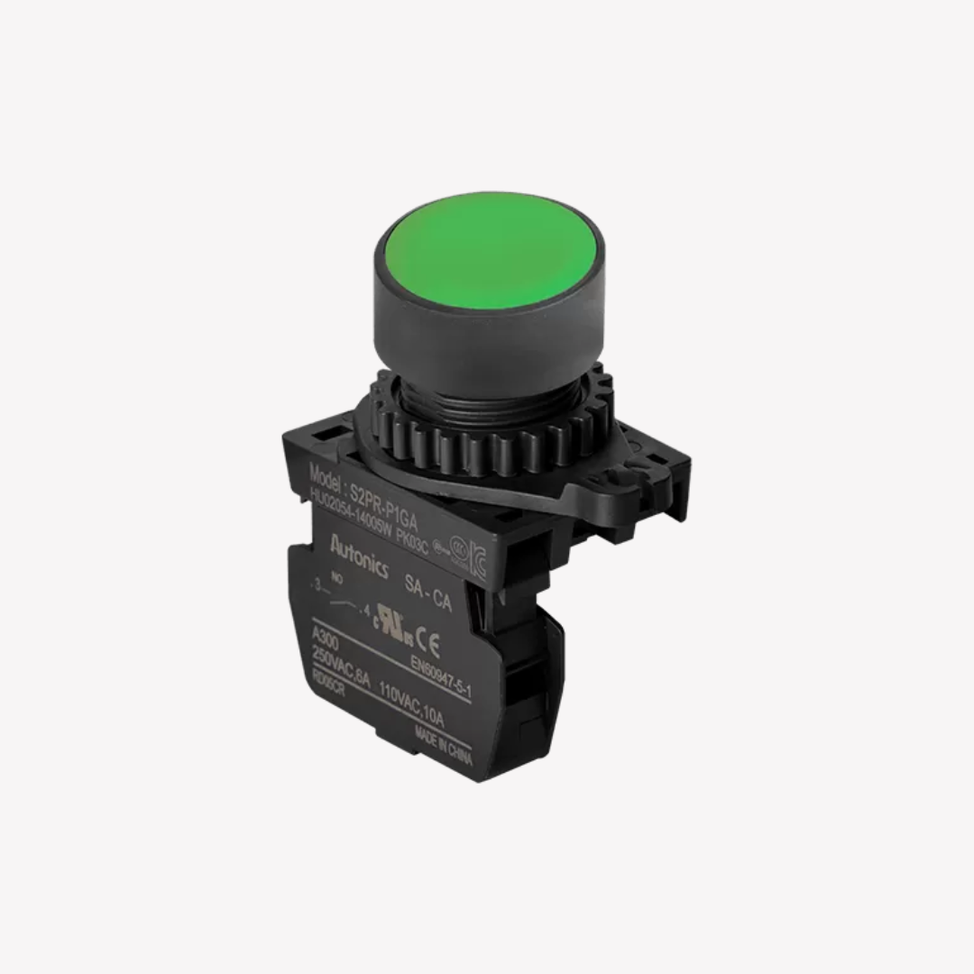PULSADOR PLASTICO DE 22mm VERDE 10A 110V-220V AUTONICS