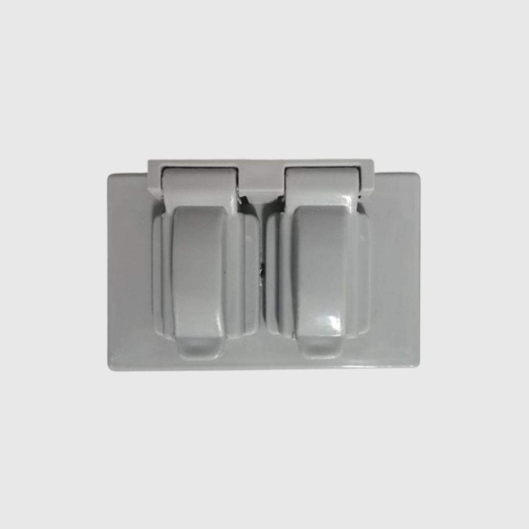 TAPA PLASTICA INTEMPERIE PARA TOMA DOBLE GRIS