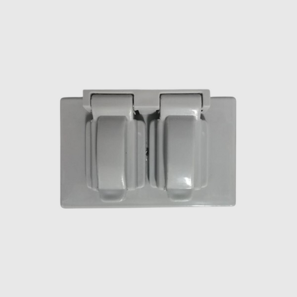 TAPA PLASTICA INTEMPERIE PARA TOMA DOBLE GRIS