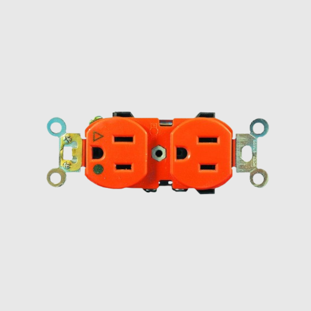 TOMA DOBLE CON POLO NARANJA 15 AMP 125V