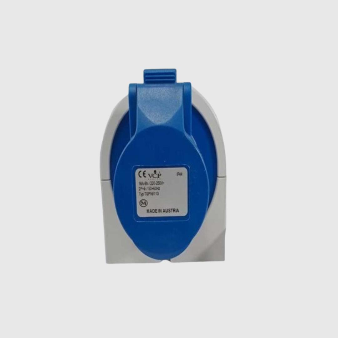TOMA SOBREPONER 2P+T 220V 16 AMP  AZUL VCP IP44