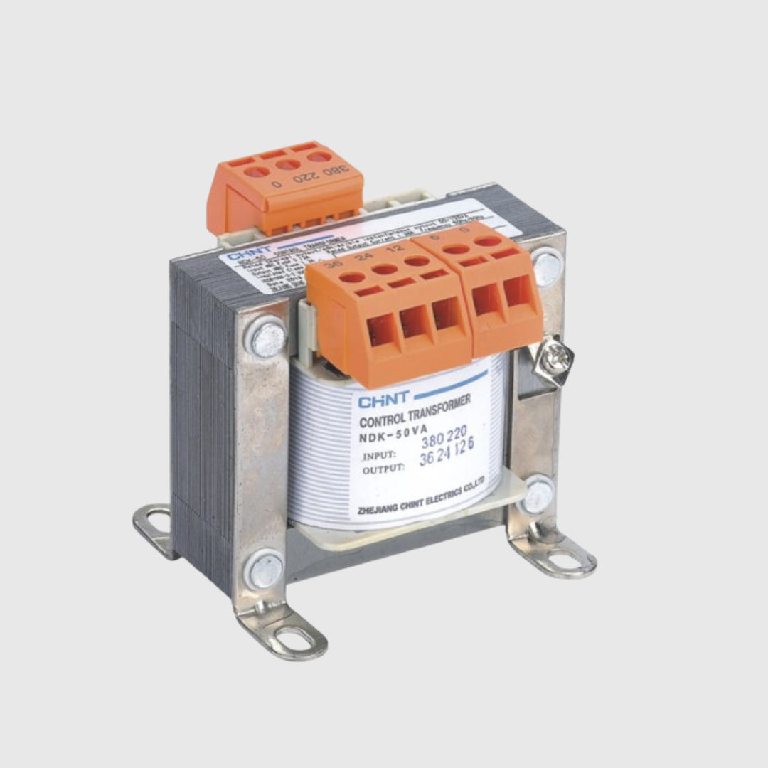 TRANSFORMADOR DE CONTROL, ENTRADA 110V, SALIDA 1 12V 50VA, SALIDA 2 12V 50VA CHINT